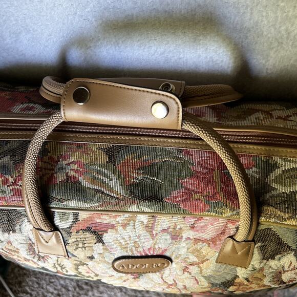 VTG Adolfo Floral Carpet Weekender Bag Boho Cottagecore Travel Luggage Tote - Picture 5 of 16